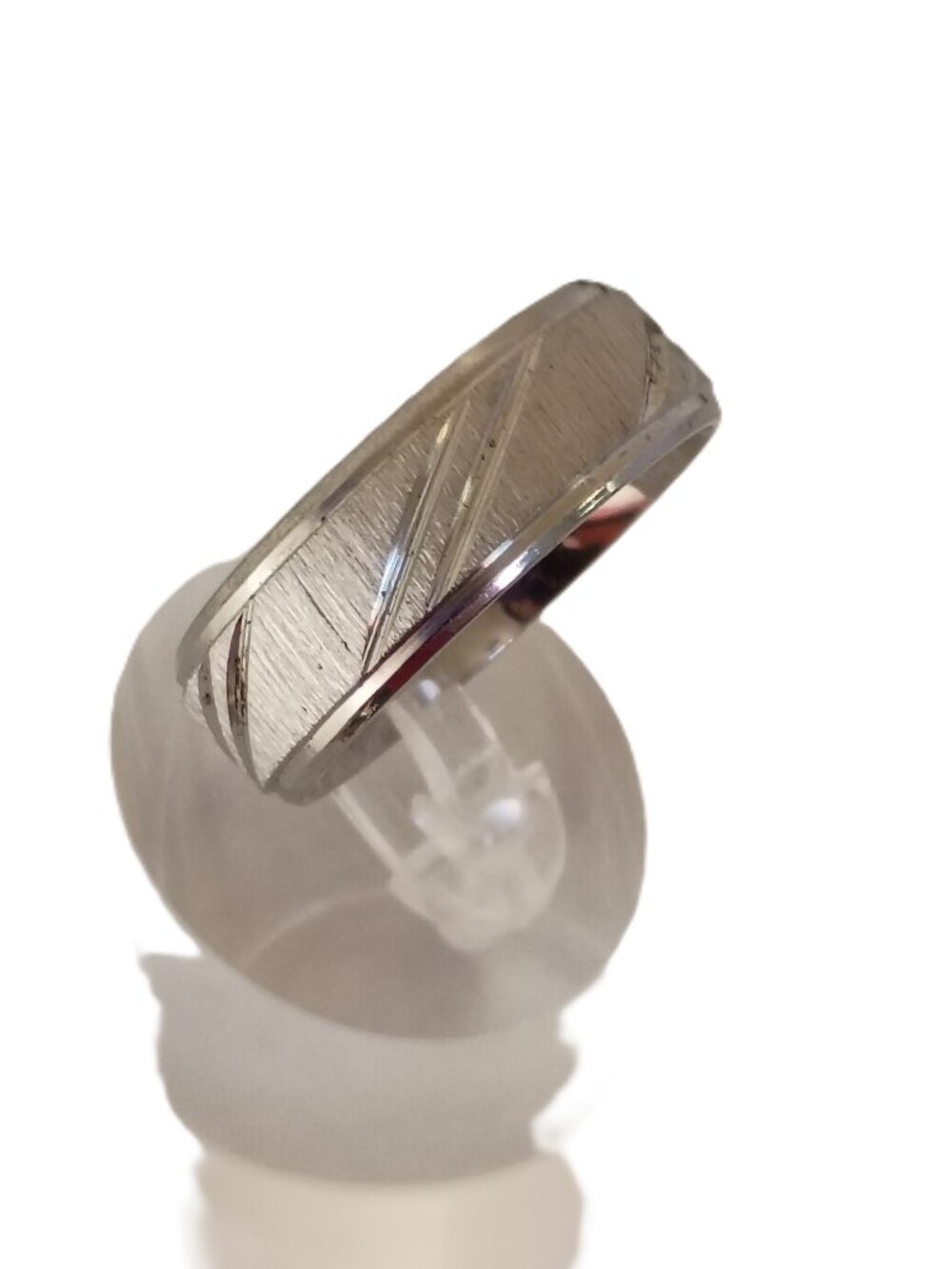 Size 6 Stainless Steel Wedding Bands – 8 mm Diagonal Groove Design - Unisex